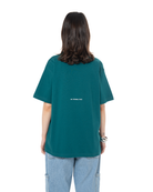 Kadin Oversize Basic Baskili TiŞört - YeşiL