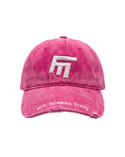 Unisex 3D Fm Icon Nakişli Yipratmali Denim Cap - Fuşya