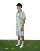 Unisex ÇiZgiLi Nakişli Golf Polo T-Shirt - YeşiL - 1