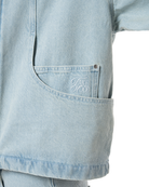 Unisex Fakemood Nakişli Premium Denim Ceket - Mavi