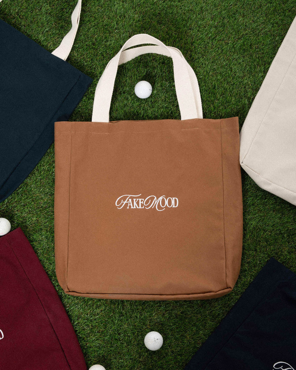 Unisex Fakemood Nakişli Tote Bag - Camel