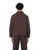 Unisex Oversize Fm Icon Logo Kabartma Detayli Premium Denim Ceket - Kahverengi - 1