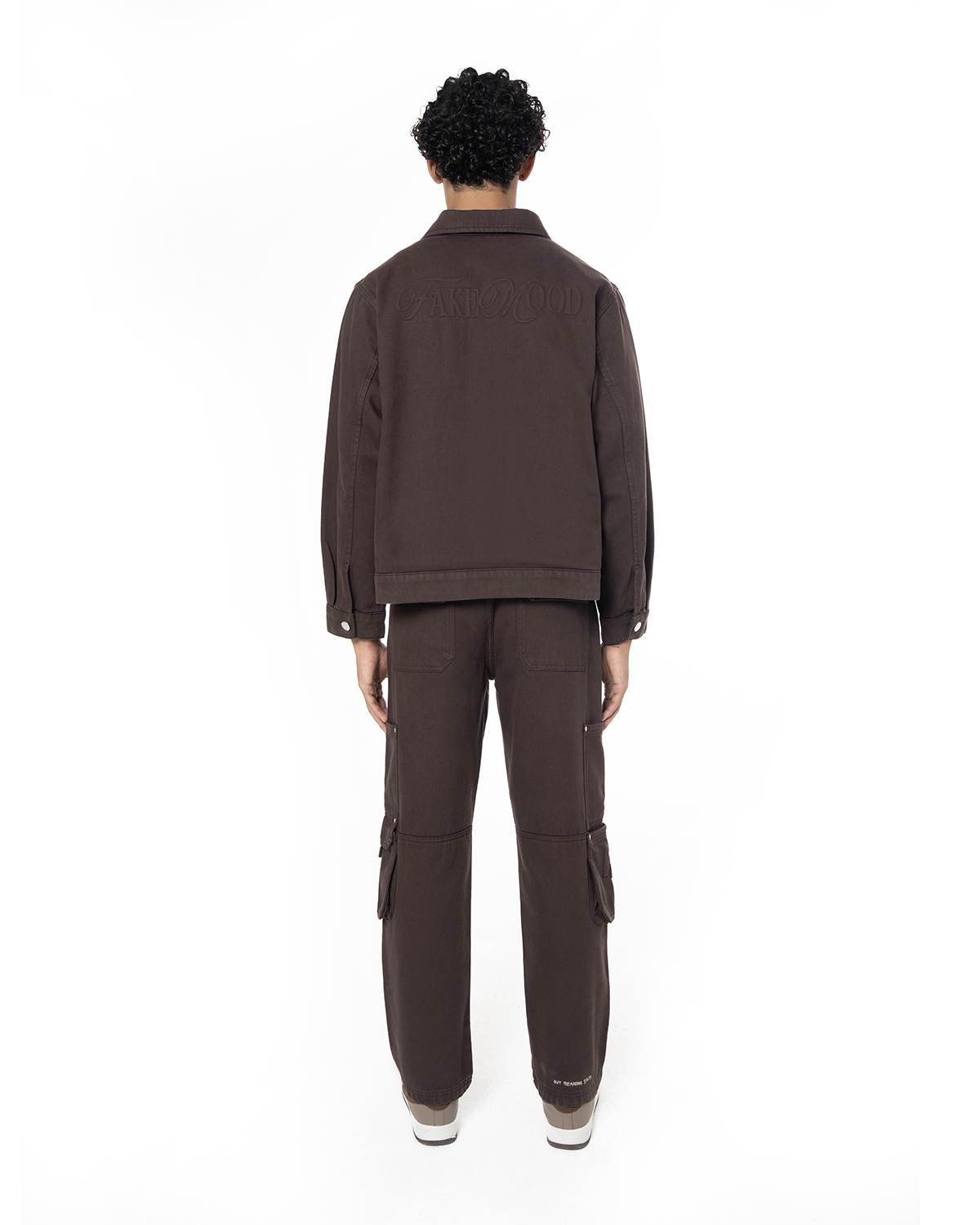 Unisex Oversize Fm Icon Logo Kabartma Detayli Premium Denim Ceket - Kahverengi - 3