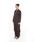 Unisex Oversize Fm Icon Logo Kabartma Detayli Premium Denim Ceket - Kahverengi - 6