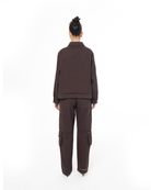 Unisex Oversize Fm Icon Logo Kabartma Detayli Premium Denim Ceket - Kahverengi - 7