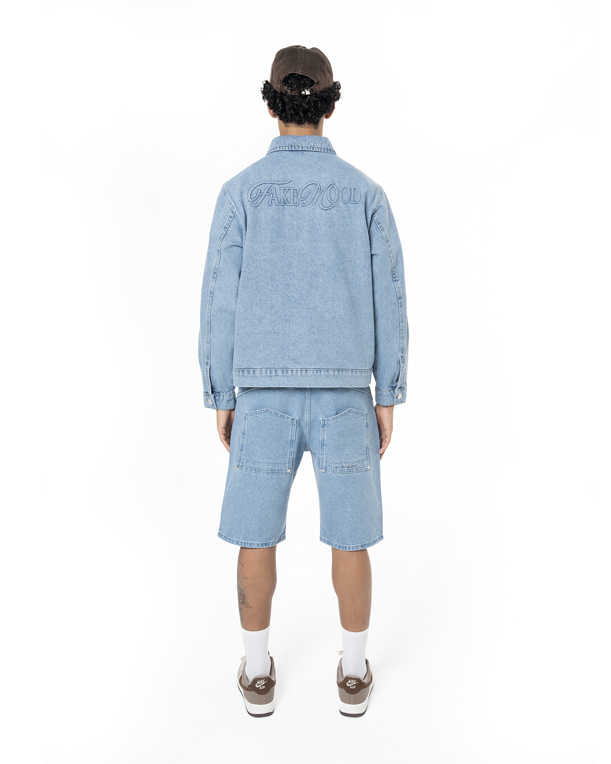 Unisex Oversize Fm Icon Logo Kabartma Detayli Premium Denim Ceket - Mavi