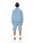 Unisex Oversize Fm Icon Logo Kabartma Detayli Premium Denim Ceket - Mavi