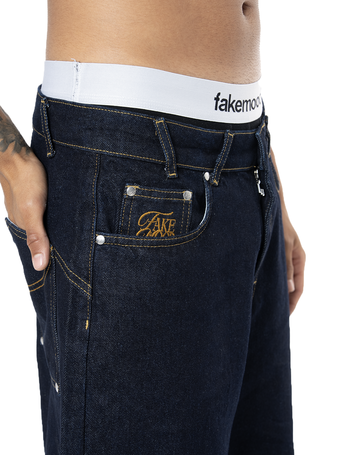 Unisex Oversize Premium Raw Denim Şort - SiYah