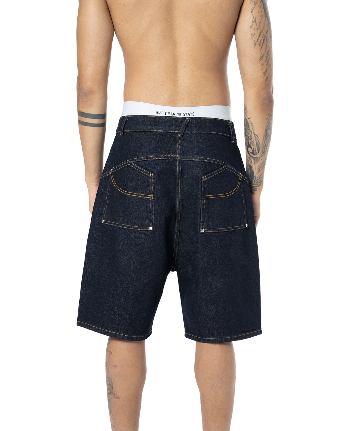 Unisex Oversize Premium Raw Denim Şort - SiYah