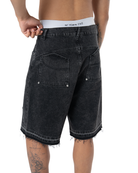 Unisex Oversize Yipratmali Fm Icon Detayli Premium Denim Şort - SiYah
