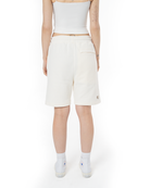 Unisex Relaxed Fit Basic Fakemood Baskili Şort - AntiK Beyaz