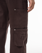 Unisex Relaxed Fit Logo Kabartmalı Nakış Detaylı Premium Kargo Pantolon - Kahverengi - 9