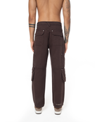 Unisex Relaxed Fit Logo Kabartmalı Nakış Detaylı Premium Kargo Pantolon - Kahverengi - 2