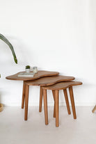 Fagus Wood-3'lü Zigon Bulut Sehpa Seti Masif Doğal Ahşap – İskandinav Tarzında Şık Ve Modern Tasarım, Yan & Dekoratif Sehpa-Sehpa-2-Milagron.com