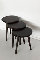 Fagus Wood-Doğal Masif Ahşap Yörünge Sehpa Seti - 3'lü Zigon Yuvarlak Modern Takım - Yan, Dekoratif Sehpa - Ceviz-Sehpa-4-Milagron.com