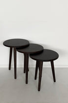 Fagus Wood-Doğal Masif Ahşap Yörünge Sehpa Seti - 3'lü Zigon Yuvarlak Modern Takım - Yan, Dekoratif Sehpa - Ceviz-Sehpa-6-Milagron.com