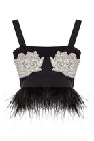 Fickle Hearts-Raven Taş işlemeli Tüylü Top-Top-1-Milagron.com