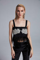 Fickle Hearts-Raven Taş işlemeli Tüylü Top-Top-3-Milagron.com