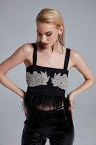 Fickle Hearts-Raven Taş işlemeli Tüylü Top-Top-4-Milagron.com