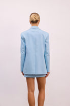 Selin Bebek Mavisi Taş Basklı Gabardin Oversize Blazer - 8