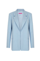 Selin Bebek Mavisi Taş Basklı Gabardin Oversize Blazer - 0