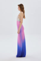 Fickle Hearts-Siren Maxi Saten Yaka Payet Detaylı Degrade Uzun Davet Elbisesi-Elbise-3-Milagron.com