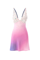 Fickle Hearts-Siren Pembe Degrade Saten Payet Yaka Detaylı Mini Elbise-Elbise-1-Milagron.com