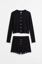 Liquide Amour Heart Shorts Set Black