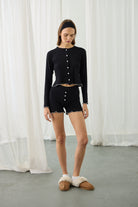 Liquide Amour Heart Shorts Set Black