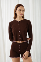 Liquide Amour Heart Shorts Set Brown
