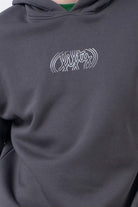 Fifty Pieces-Antrasit Düşük Omuzlu Sırt Baskılı Hoodie-Sweatshirts & Hoodies-5-Milagron.com