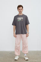 Fifty Pieces-Erkek Antrasit Düşük Omuzlu T Shirt Fifty Pieces-T-shirt-5-Milagron.com