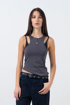 Fifty Pieces-Antrasit Halter Yaka Atlet-Top-1-Milagron.com