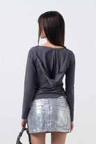 Fifty Pieces-Antrasit Kapüşonlu Uzun Kollu Bluz-T-Shirts-2-Milagron.com