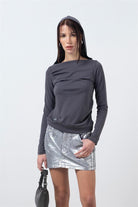 Fifty Pieces-Antrasit Kapüşonlu Uzun Kollu Bluz-T-Shirts-3-Milagron.com