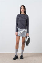 Fifty Pieces-Antrasit Kapüşonlu Uzun Kollu Bluz-T-Shirts-4-Milagron.com