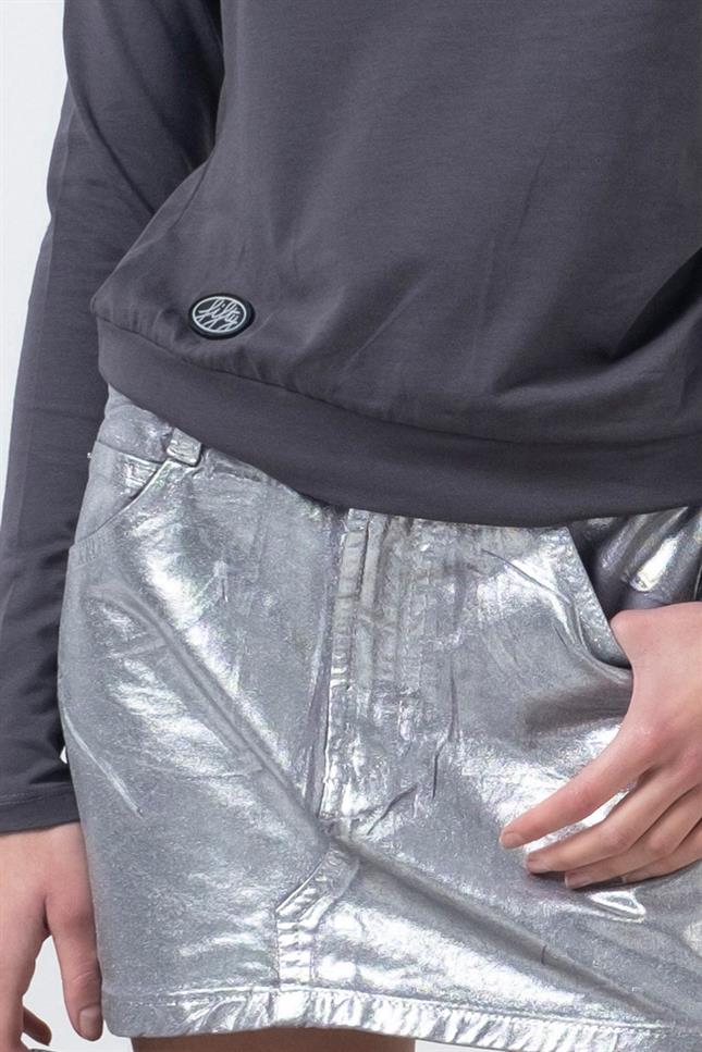 Fifty Pieces-Antrasit Kapüşonlu Uzun Kollu Bluz-T-Shirts-5-Milagron.com