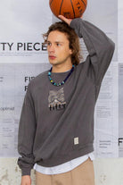 Fifty Pieces-Antrasit Oversize Yıkamalı Sweatshirt-Sweatshirts & Hoodies-1-Milagron.com