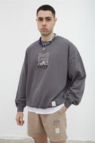 Fifty Pieces-Antrasit Oversize Yıkamalı Sweatshirt-Sweatshirts & Hoodies-3-Milagron.com