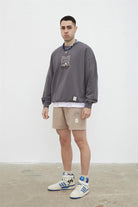 Fifty Pieces-Antrasit Oversize Yıkamalı Sweatshirt-Sweatshirts & Hoodies-5-Milagron.com