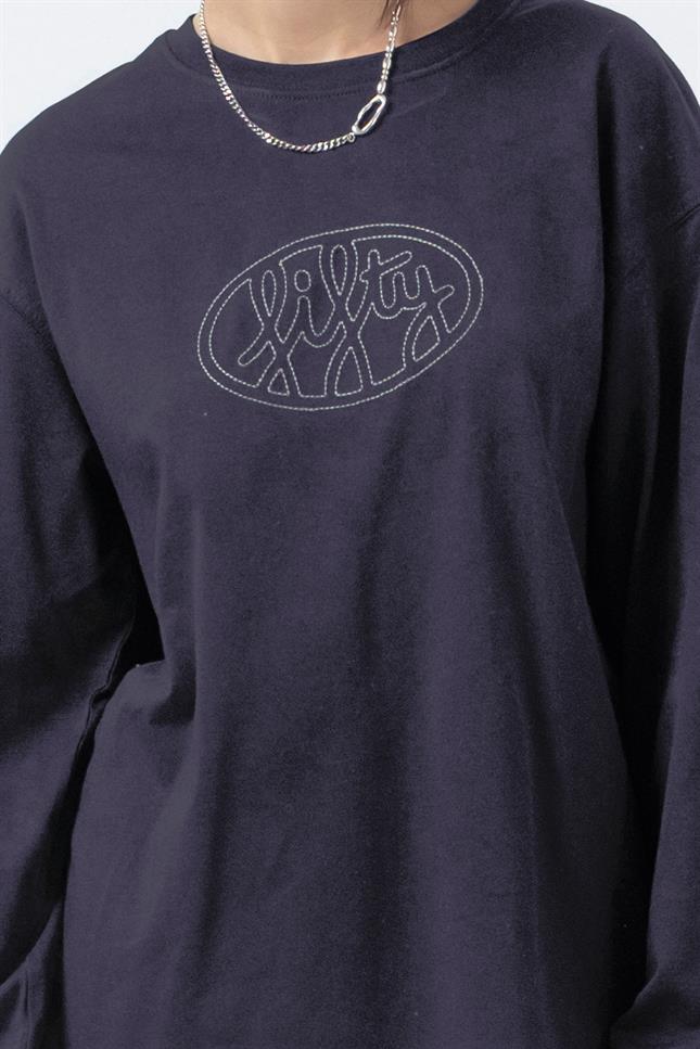 Fifty Pieces-Antrasit Uzun Kollu Oversize T-Shirt-T-Shirts-2-Milagron.com