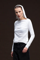 Fifty Pieces-Beyaz Kapüşonlu Uzun Kollu Bluz-T-Shirts-1-Milagron.com