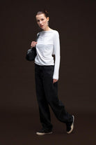 Fifty Pieces-Beyaz Kapüşonlu Uzun Kollu Bluz-T-Shirts-4-Milagron.com