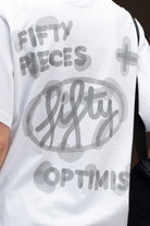 Fifty Pieces-Beyaz Loose Fit Sırt Baskılı T-Shirt-T-Shirts-3-Milagron.com