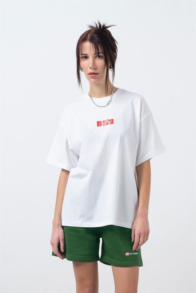Fifty Pieces-Beyaz Oversize Sırt Baskılı T-Shirt-T-Shirts-2-Milagron.com