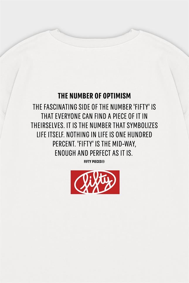 Fifty Pieces-Beyaz Oversize Sırt Baskılı T-Shirt-T-Shirts-8-Milagron.com