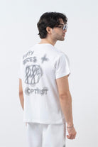 Fifty Pieces-Beyaz Regular Fit Sırt Baskılı T-Shirt-T-Shirts-1-Milagron.com