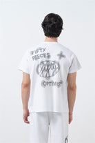 Fifty Pieces-Beyaz Regular Fit Sırt Baskılı T-Shirt-T-Shirts-2-Milagron.com