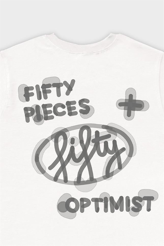 Fifty Pieces-Beyaz Regular Fit Sırt Baskılı T-Shirt-T-Shirts-9-Milagron.com