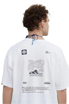 Fifty Pieces-Beyaz Sırt Baskılı Düşük Omuzlu T-Shirt-T-shirts-1-Milagron.com